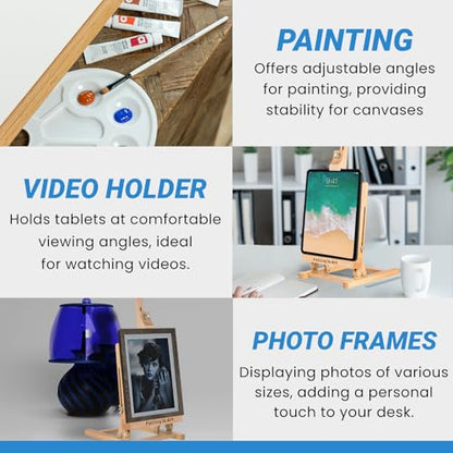 Basic H-Frame Tabletop Easel, Holding Canvas up to 12" High | Adjustable Beechwood Desktop Easel, Portable Painting Easel Stand for Beginners and Artists - style: 19'' H