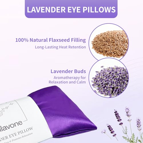 Lavender Weighted Eye Pillow for Relaxation, Yoga, Sleeping, Lavender Eye Mask with Natural Flaxseeds & Lavender for Headache, Sinus, Dry Eyes Relief, Meditation Accessories with Aromatherapy, 6PK