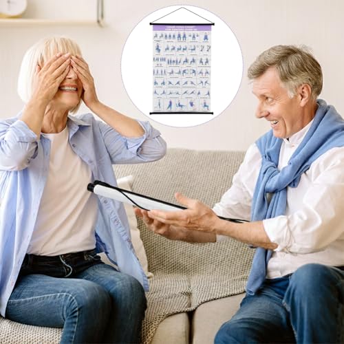 Chair Yoga Wall Chart, Chair Yoga Poster for Seniors & Beginners, Fabric Poster with Hanging Rod & Rope, Office ChairYoga Workout Posters Prints Wall Art Picture for Bedroom Decor