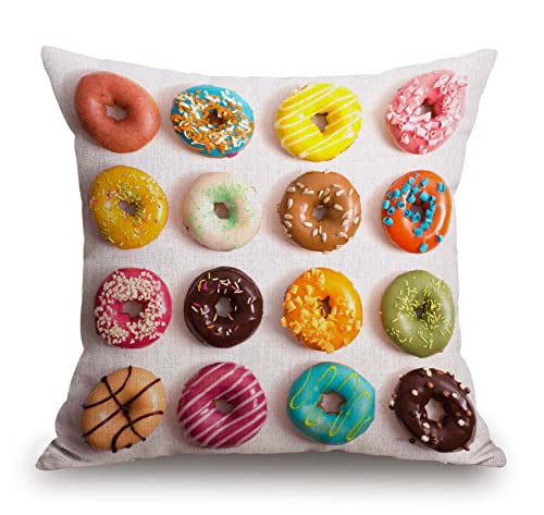 TSSOHU Outdoor Patio Throw Pillow Cover Colorful Donuts Farmhouse Décor Outside Furniture Swing Seat Bench Chair Decorative Cushion Cases 18x18 Deep Seat Bed Couch Sofa - color: Tss46