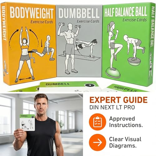 Workout Cards Bodyweight & Dumbbell & Half-Balance Ball - 150 Large 5"x3.5" Exercise Cards with 36 Strength Moves, Home & Gym Fitness Cards for Men & Women, Beginner Fitness Guide - color: e. Green2