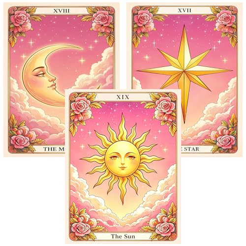 Ekuxom Tarot Diamond Art Kits for Adults-Sun Moon Stars Diamond Painting | 5D DIY Full Round Drill Diamonds Gem Art Set for Home Wall Decor 12x16inch - color: Tarot