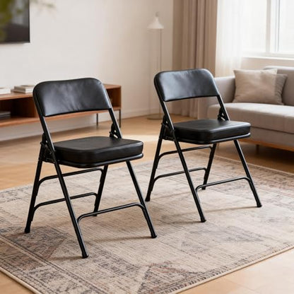 Padded Folding Chairs with Thick Cushion, 2 Pack Black - color: Black 2 Pack