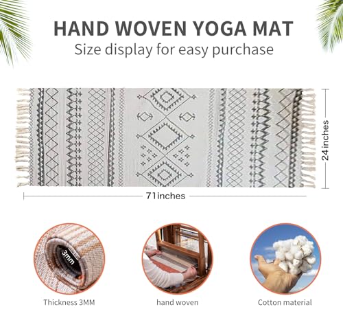 Cifupy Handmade Organic Yoga Mat made with Organic Cotton Yoga Mat - Non Slip Hand-Woven Foldable Yoga Rug Provides Excellent Comfort, Traction & Support for Indoor & Outdoor Use - 24 x 72 Inches - color: 100% Organic - LeiMu