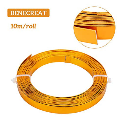 BENECREAT 16.5 Feet 10mm Wide Flat Jewelry Craft Wire 18 Gauge Aluminum Wire for Bezel, Sculpting, Armature, Jewelry Making - DarkGold - color: Dark Gold, size: 10mm
