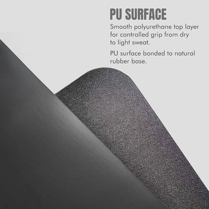 ORW Non Slip Hot Yoga Mat with Carrying Strap - Grip Surface & Natural Rubber Base, REACH Tested, Home & Studio Practice - color: Black PU Rubber Mat 72x24