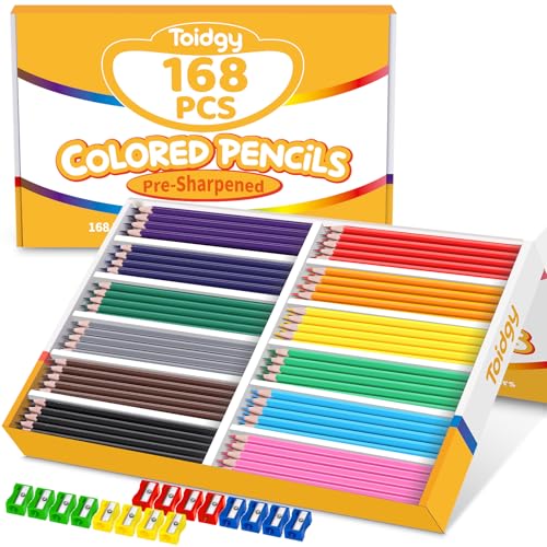 168 Packs Colored Pencils Bulk Classroom, Colored Pencils for Kids 12 Color | Coloring Pencil Set Plus 16 Sharpeners, Pre-sharpened Color Pencil, Back to School Supplies Bulk for Teachers