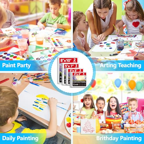 ESRICH Canvas Boards for Painting 12 Pack Art Supplies Paint Canvas 4x4, 5x5, 5x7, 8x10 Blank Large Canvases for Painting-Cotton Primed Canvas Panels for Acrylic, Oil, Gouache & Tempera. - size: 12 pack（4x4 5x5 5x7 8x10)