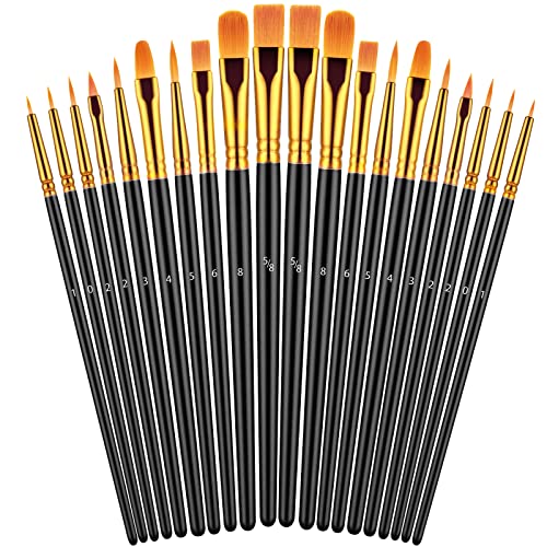 Artstorys Paint Brushes Set, 20 Pcs Acrylic Oil Watercolor Painting Brushes | Artist Paintbrushes (Nylon Hair Wood Handles) for Adult Drawing, Great for Face, Rock & Canvas, Arts Craft Supplies, Black - color: Black