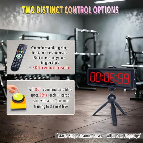 Gym Timer 1.5 Inch Large LED Display with 360° Start/Stop Button, Stopwatch and Interval Timer for Home Gym, Obstacle Course, HIIT Workouts - size: 1.5inch