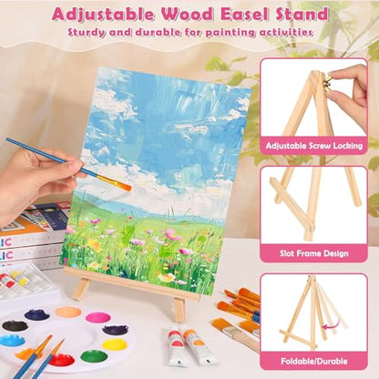 Canvas Painting Kit, 108Pcs Sip and Paint Kit for Adults Couples Date Night | 8x10 Inch Canvas with Easel Stands, Small Paint Brushes, Acrylic Paints Set Paint Party Supplies, Valentines Day Painting Kit