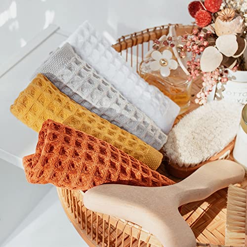 sea me at home Waffle Washcloths Set, 100% Turkish Cotton (Terra) - color: Terra, size: Washcloths Set (4 Pieces)