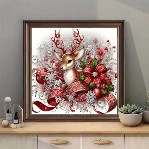 Christmas Diamond Art Kits for Adults, Reindeer Diamond Painting Kits | Christmas Diamond Painting Kits Beginners, 5D Full Round Drill Gem Art Kit,Home Decor 14 x 14 Inch - color: SH179