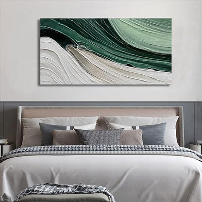 Art 24x48 Inch Hand-Painted Green Texture Oil Painting Modern Abstract Canvas Art Home wall Decoration - color: Dn168
