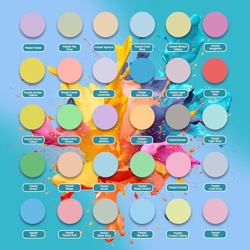 Acrylic Pouring Paint Set | 30 Vibrant Colors Including An Array Of Metallic, Neon & Pastel Paints | Pre Mixed, Ready to Use, High Flow Paint For Canvas, Paper, and More | 2 Ounces Per bottle (Pastel - style: Pastel - 30 Color