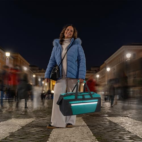 40 Liter, 22 Inch Reflective Duffle Bag with Shoulder Strap for Men, Women, Travel - color: Green