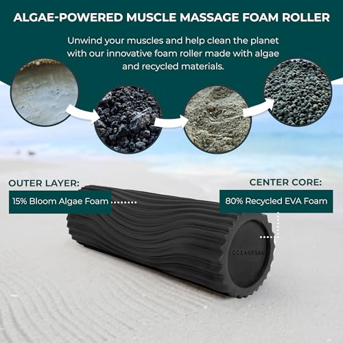 Oceanfoam Tidal Roller - Charcoal - Muscle Massage Foam Roller for Back Pain & Stretching - Firm and Ergonomic Wide Wave Textured - Yoga, Athletics, & Wellness - Full Size, 20" x 5" - color: Charcoal