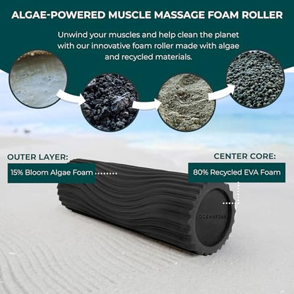 Oceanfoam Tidal Roller - Charcoal - Muscle Massage Foam Roller for Back Pain & Stretching - Firm and Ergonomic Wide Wave Textured - Yoga, Athletics, & Wellness - Full Size, 20" x 5" - color: Charcoal