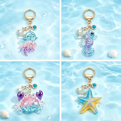 8Pcs Ocean Sea Animal Silicone Epoxy Resin Molds | Jewelry Pendants Keychains Bag Charms