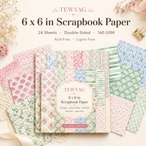 Vintage Scrapbook Paper Double Sided 6x6 Pastel Shabby Chic 24 Sheets - color: Pastel