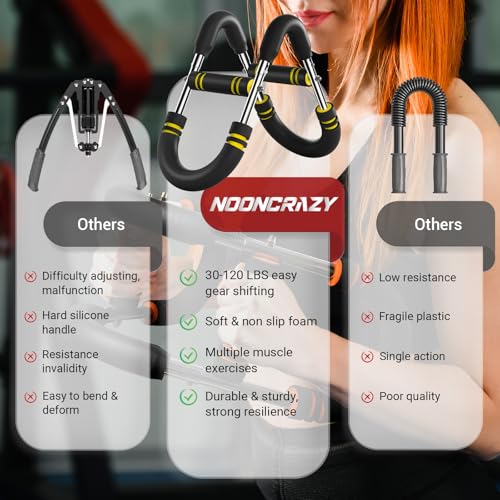 Twister Arm Trainer, 30-120 lbs Adjustable Chest Workout Equipment | 4 Spring & Poster for Men & Women, Detachable Power Twister Home Fitness Equipment for Enhancing Upper Body Muscle - color: Yellow