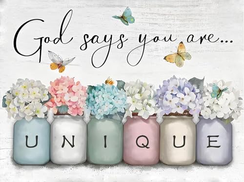 Shouruihua Diamond Painting Kits for Adults, Inspirational Diamond Art Kits | Unique, Bible Verse, Gem Art, Diamond Dotz Kits, Diamond Dots, Full Round Drill Diamond Painting Kits Beginner, 15.7x11.8 in - color: God Says You Are Unique