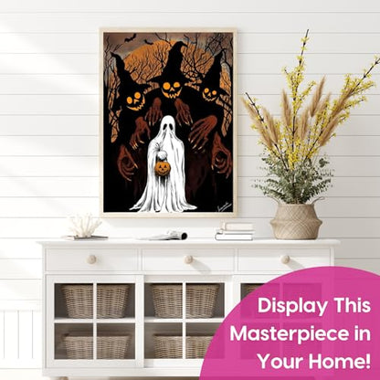 Modern Merch Diamond Art Halloween, Scary Monster and Ghost Diamond Dots for Adults, Jewel Art Painting Kits, Gem Arts and Crafts for Adults, Round Drill 12x16 - color: Halloween Ghost
