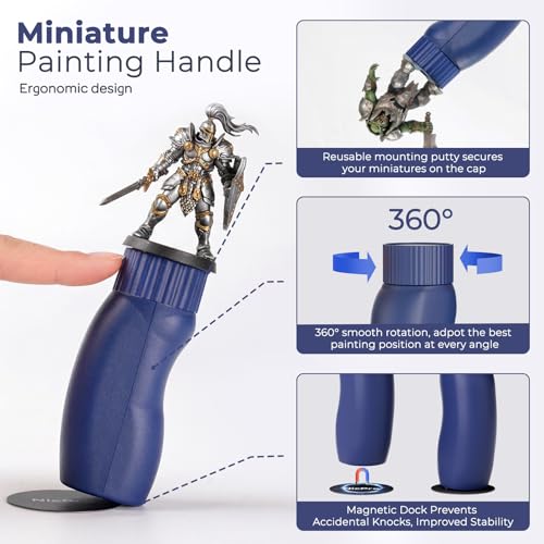 Nicpro Professional Miniature Painting Kit - 25PCS Miniature Paint Brushes Drybrush with Magnetic Painting Handle, Model Paint Brushes for Miniatures, Model, Craft, Acrylic Painting, with Nylon Bag - color: Blue