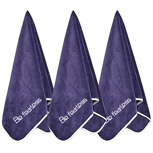 Microfiber Gym Towels Bigger Size Super Soft for Exercise Fitness, Sports | Highly Absorbent Workout Towel, 380-GSM 15 x 31-Inch Quick-Drying Yoga Towels (3 Pack, Navy blue) - color: Navy Blue, size: 3P-15x31 inches