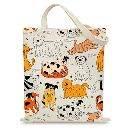 Aesthetic Canvas Tote Bag for Women with Inner Pocket - color: Dog-2