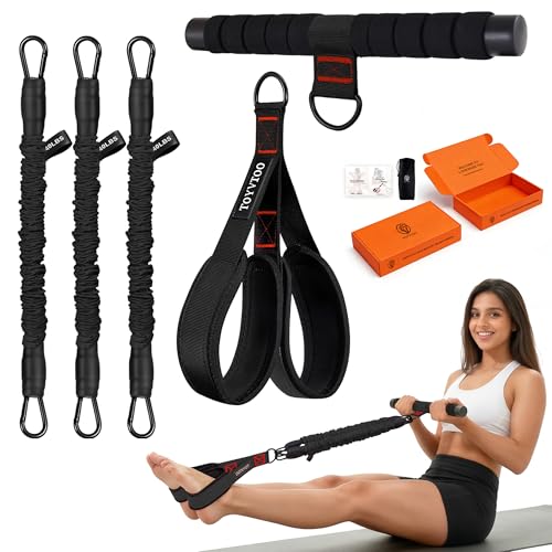 3-Tube Pedal Resistance Band w/Handles, 30/40LBS Sit Workout Gear | Home pedal puller for abs waist leg glutes core pilates training, portable gear for men women daily exercise - color: black, size: 40lbs