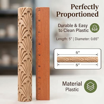 Hokkieam Clay Texture Rollers, 10 PCS Plastic Polymer Clay and Pottery Tool | Create Textured Patterns on Polymer Clay and Pottery for Sculpting, Ceramics, DIY Crafts, and Creative Projects.