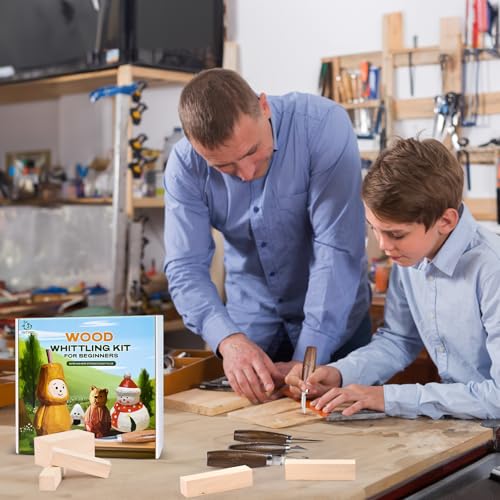 IMYMEE Wood Whittling Kit for Beginners-Complete Whittling Set with 4pcs Wood Carving Knives & 8pcs Basswood Wood Blocks-Perfect Wood Carving Kit Set-Includes Wood Carving Tools for Adults and Kids - color: SET1
