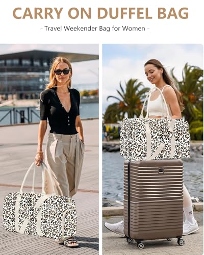 Women Weekender Travel Duffle Bag: Travel Duffel Overnight Bags with Shoe Compartment Large Carry on Tote with Toiletry Bag Weekend Traveling Yoga Gym Hospital Bag for Women with Wet Pocket Leopard - color: 12-Leopard Print, size: Large