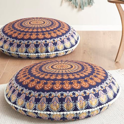 Codi 바닥 베개 2팩, 성인용 대형 명상 쿠션, 81.3cm(32인치) - color: 원형 | 옐로우, size: 2개(1팩)