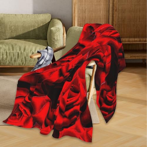 Red Rose Blanket, Rose Soft Lightweight Throw Blanket for Sofa Couch Bed Room 50x60 inch - color: Rose