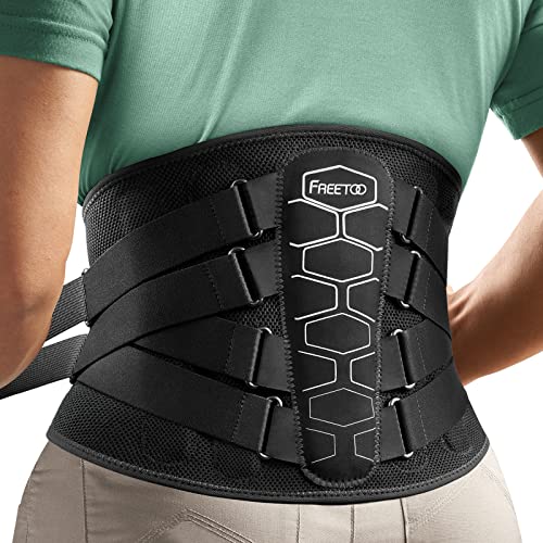 FREETOO Back Brace For Lower Back Pain Relief, Back Support Brace Men Women | 3D Knitted Fabric,Metal Plate,Lumbar Pad, Herniated Disc,Sciatica,Strain,Scoliosis, Work,Heavy Lifting,Driving,Cycling,Gym - size: Large (Waist: 40.5～47.2 Inch)
