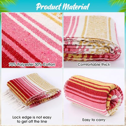 Peryiter 9 Pcs Mexican Yoga Blanket Striped Falsa, 45x70,Pastel Colors - color: Pastel Colors
