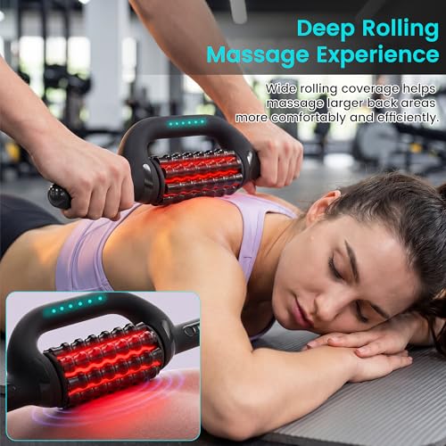 Electric Massage Roller Stick, Deep Tissue Muscle Massager with 6 Speeds, Rechargeable Rolling Massager for Legs, Back, Calves & Feet,Hands-Free Body Massage Tool(1)