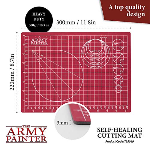 The Army Painter, Self-Healing Cutting Mat, Double Sided PVC Non-Slip, A4 | 3-Ply Gridded Miniature and Model Cutting Board, A4, Tabletop Roleplaying, Boardgames, and Wargames Miniature Modelling