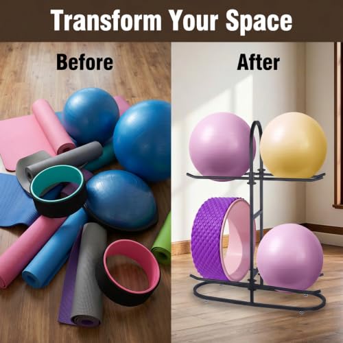 Stabilising Ball Rack,Exercise Ball Holder,Medicine Ball Rack and Yoga Ball Storage Suitable for Stability Ball,Yoga Mats Home Gym and Commercial Gym