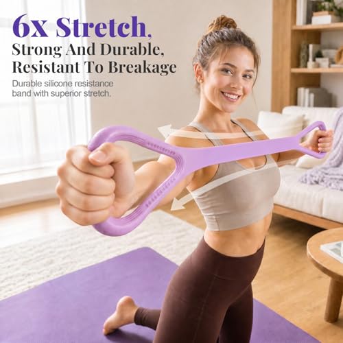 Figure 8 Fitness Resistance Bands, Elastic Bands for Working Out | 30 lb Tension Rope for Arm, Back and Shoulder Training, Workout Equipment for Physical Therapy, Yoga, Pilates, Stretching - color: Pink