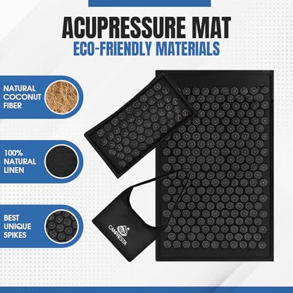 Acupressure Mat and Pillow Set, Mat with HIPS Spikes for Back/Neck Pain Relief, Sciatic, Headache, Stress and Muscle Relaxation