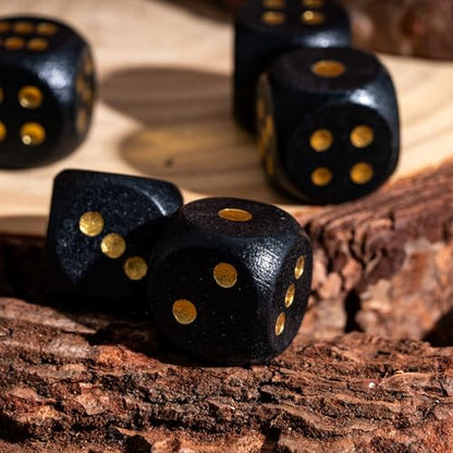 Wooden D6 Dice Set 10PCS 16mm 6 Sided Dice for DND RPG Board Games - color: D6-black G