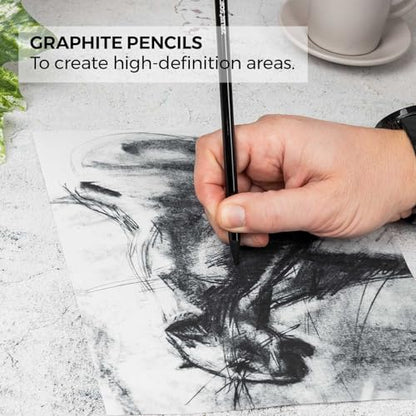 Artists Charcoal Drawing Set | 24-piece Gift Tin Set | The Ideal Starter Set