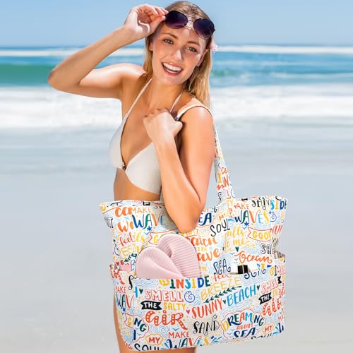 Iioscre Beach Bag for Women, Causal Hobo Handbags with Zipper Inner Pocket - color: Multi