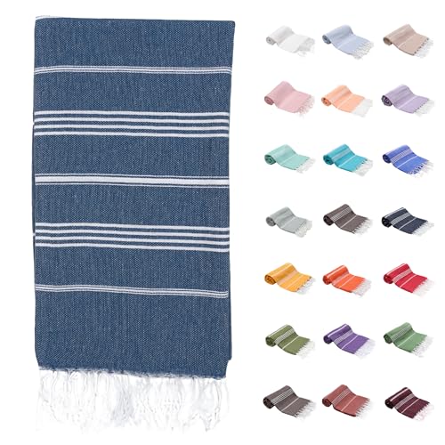 Park & OZ Turkish Beach Towels – Oversized 100% Cotton Quick-Dry Absorbent Sand-Free Blanket 72"x40" Extra Large Lightweight Pool Towel for Adults Women Men Packable Sand Resistant Perfect (Navy) - color: Navy