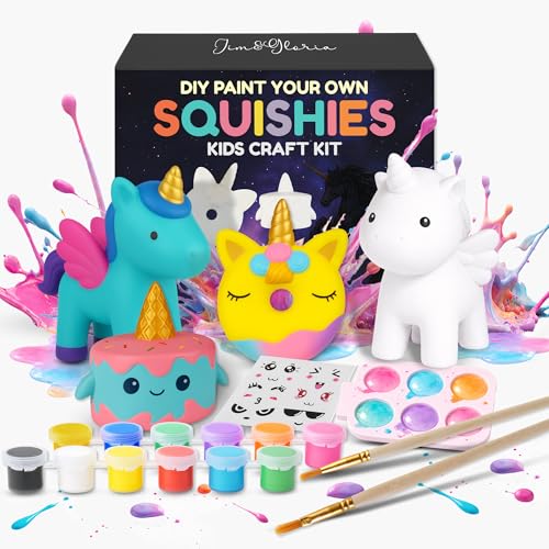 Jim&Gloria Paint Your Own Squishies, Jumbo Squishy Gifts for Girls and Boys 8 9 10 11 12 13 14, Arts and Crafts for Kids, Party Favors for Birthday, Christmas Gift for Kids, Pack of 3