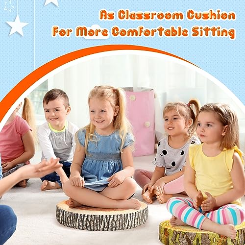 Juexica Decorative Round Wood Stump Throw Pillow Tree Floor Cushion, 6 Pcs