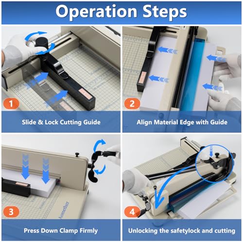 12" Heavy Duty Guillotine Paper Cutter - 400 Sheet Precision Cutting, Safety Lock Blade & Rapid Stack Processing for Office/School, Solid Steel Construction - size: 12"-Heavy Duty Paper Cutter